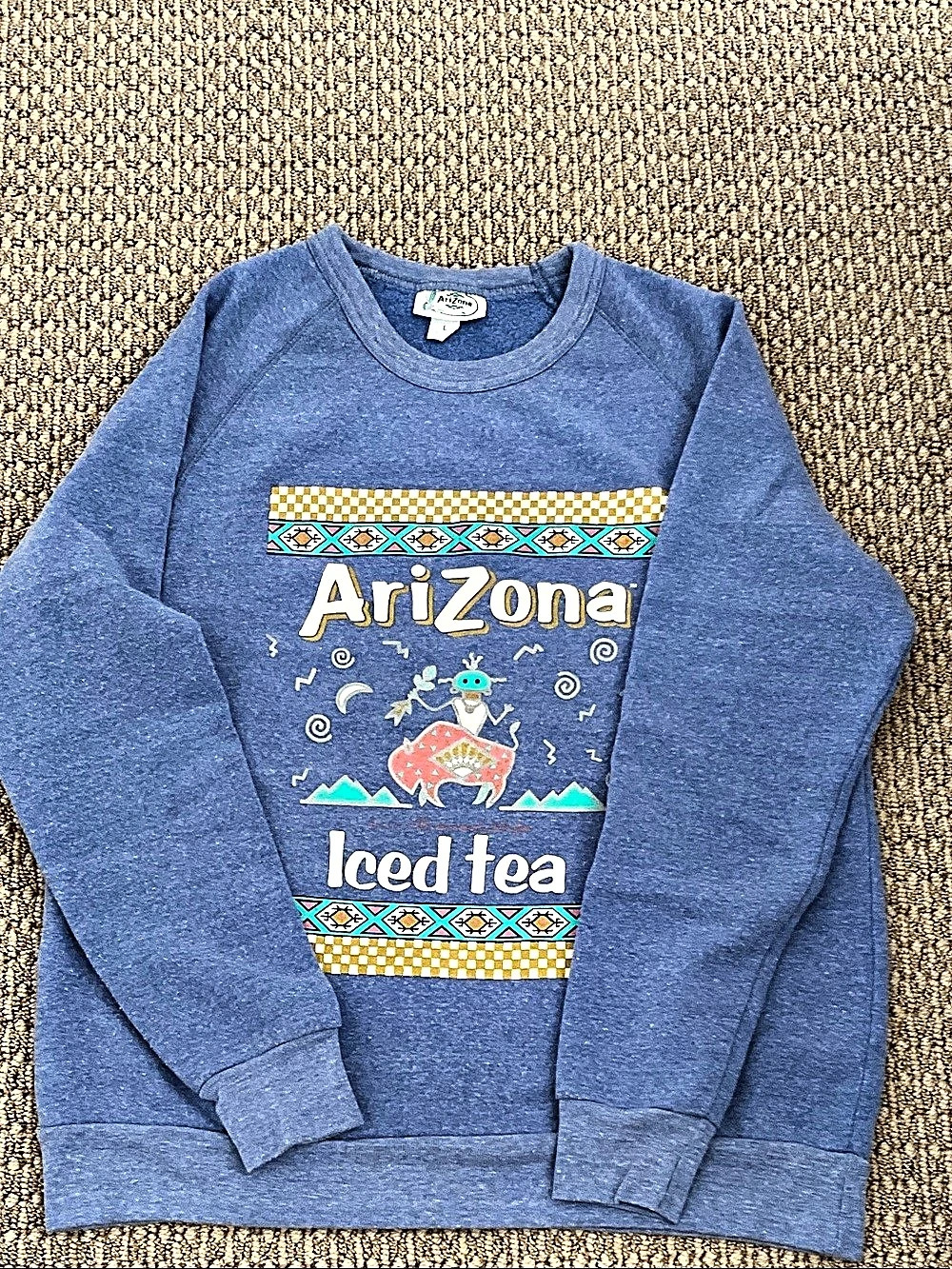 AriZona Iced Tea Graphic Crewneck Sweatshirt Blue